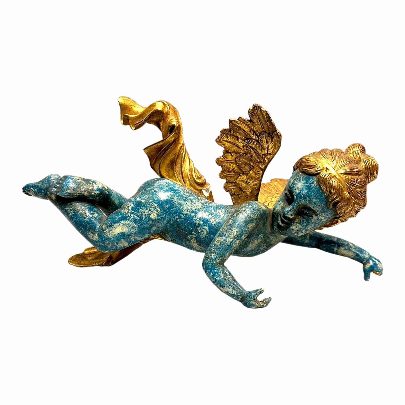 Hand Carved Cherub Sculptures And Polychrome And Gold Leaf. Italy, 19th Century photo furniture