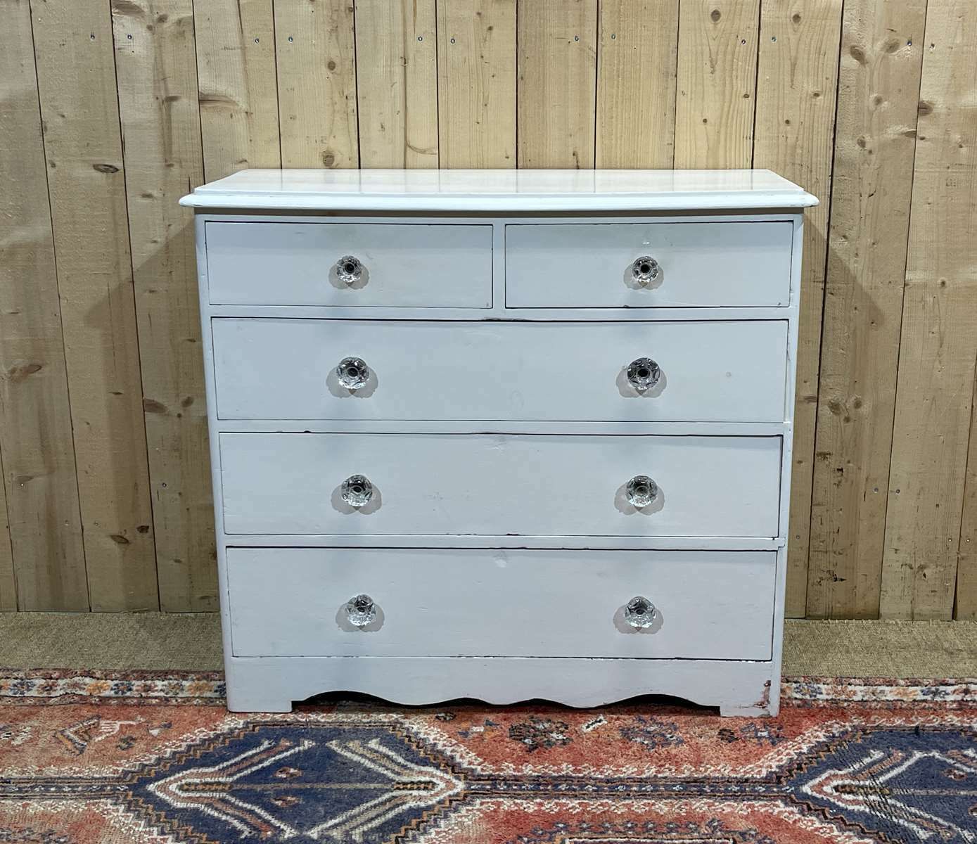 English Chest Of Drawers Painted In Fir With Its 19th Century Glass Buttons photo furniture