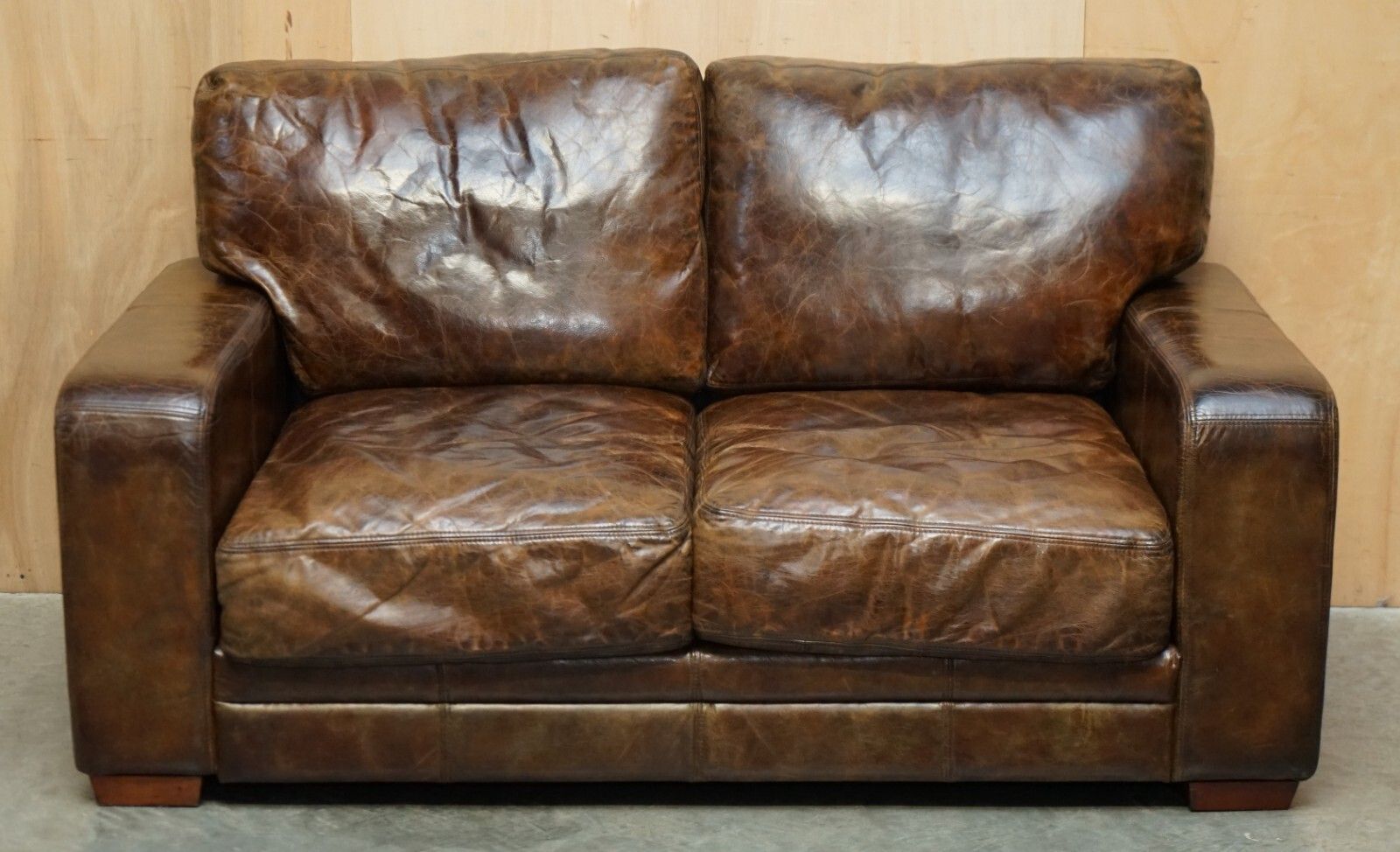 Vintage Heritage Biker Brown Leather Halo Soho Sofa Which Is Part Of A Suite photo furniture