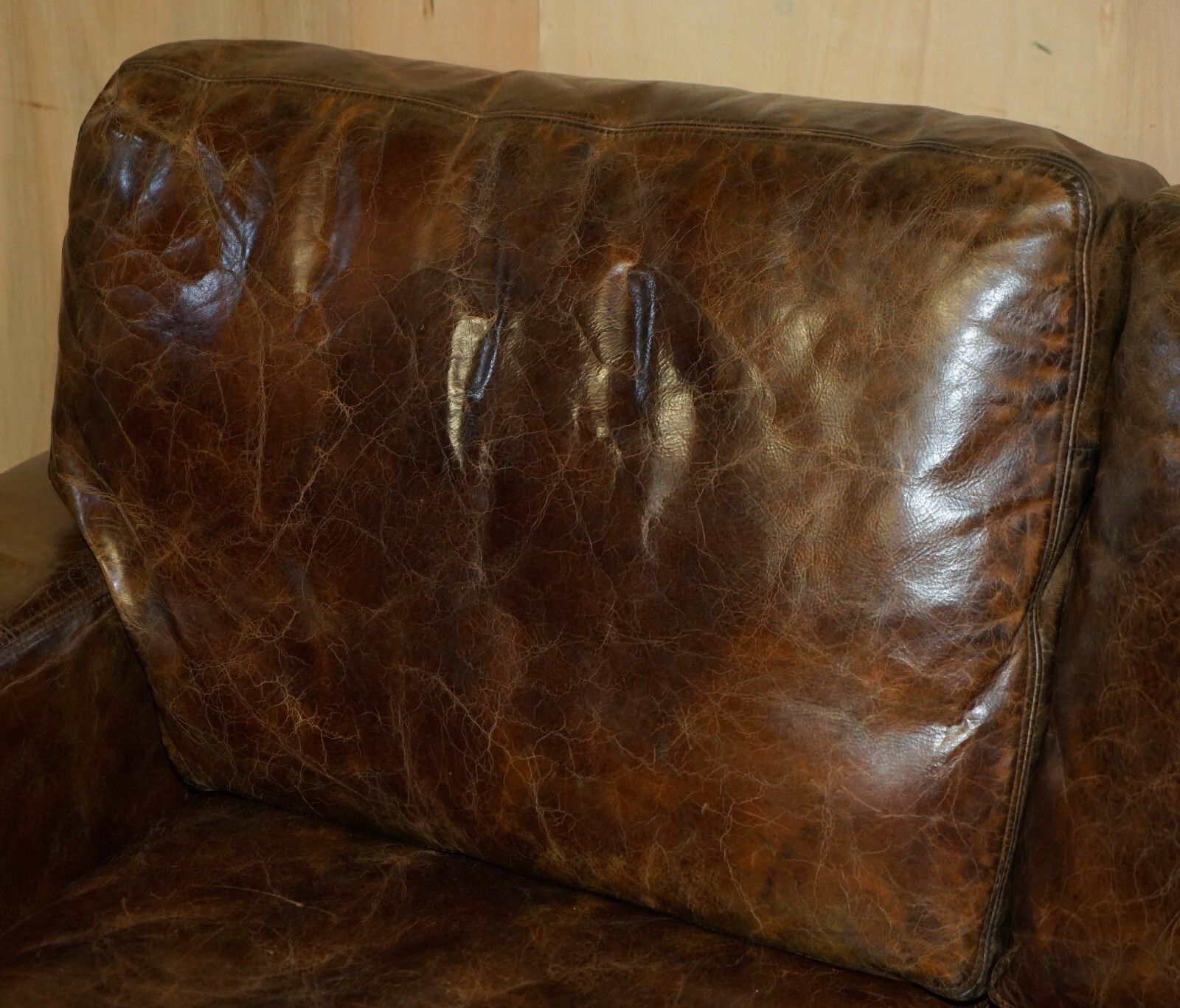 Vintage Heritage Biker Brown Leather Halo Soho Sofa Which Is Part Of A Suite photo 1250.0