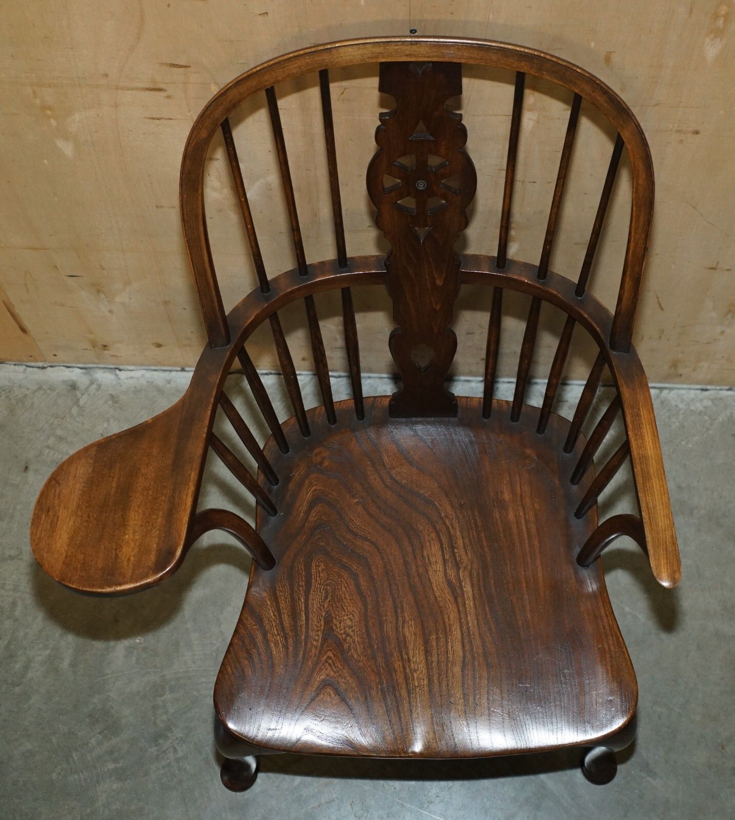 Super Rare, Highly Collectable Antique Victorian Windsor Armchair With Table Arm photo Furniture