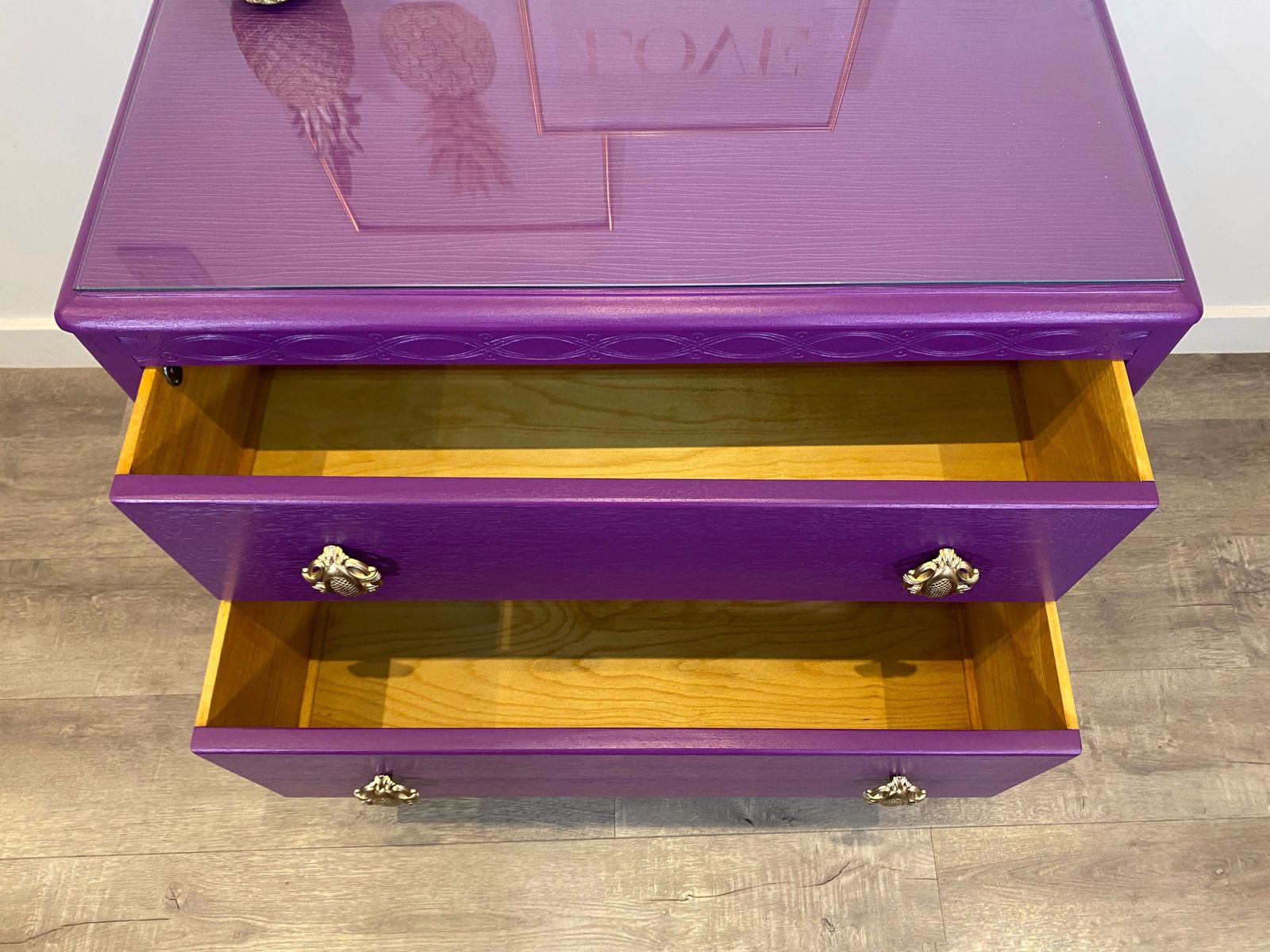 photo furniture Vintage Harris Lebus Chest Of Drawers Painted In Bright Purple