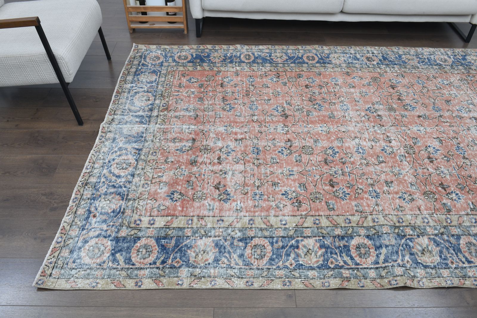 photo furniture 180x273 Cm Turkish Vintage Area Rug, Living Room, Kitchen, Bedroom, Floor Carpet, Blue Area Rugs