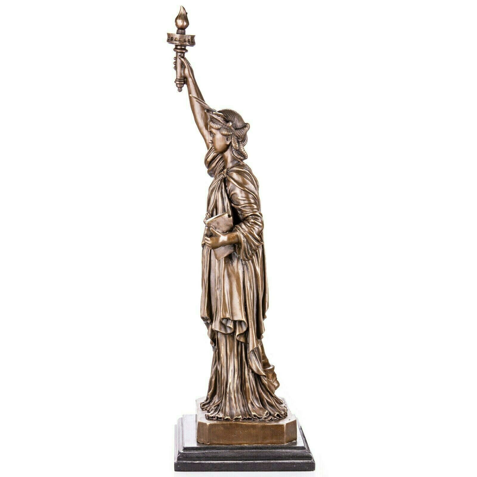 Statue Of Liberty Bronze Sculpture, Large Modern Bronze Statue On Marble Base, America USA Symbol New York City Icon photo Art
