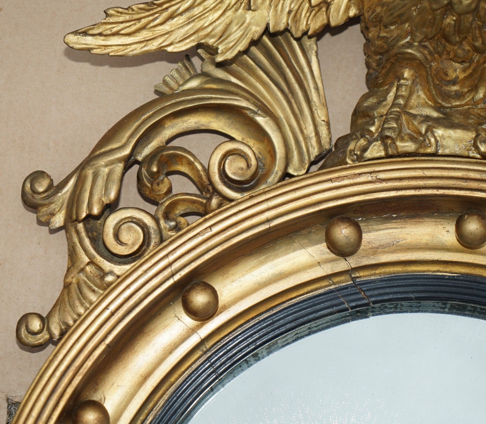 Antique Regency Cir 1820 Alban Vokins Gold Giltwood Convex Bullseye Eagle Mirror photo 3950.0