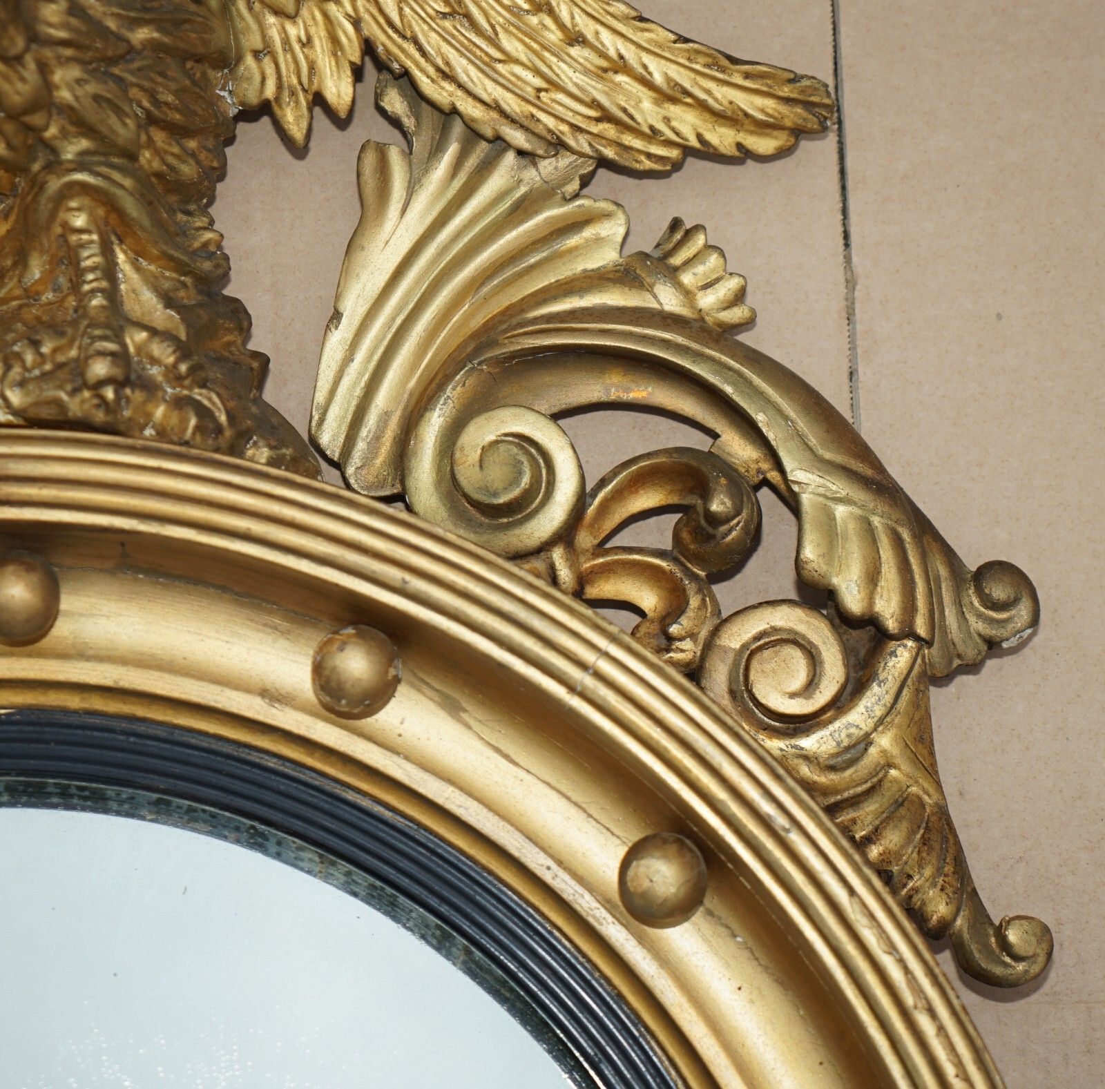 Antique Regency Cir 1820 Alban Vokins Gold Giltwood Convex Bullseye Eagle Mirror photo vinterior