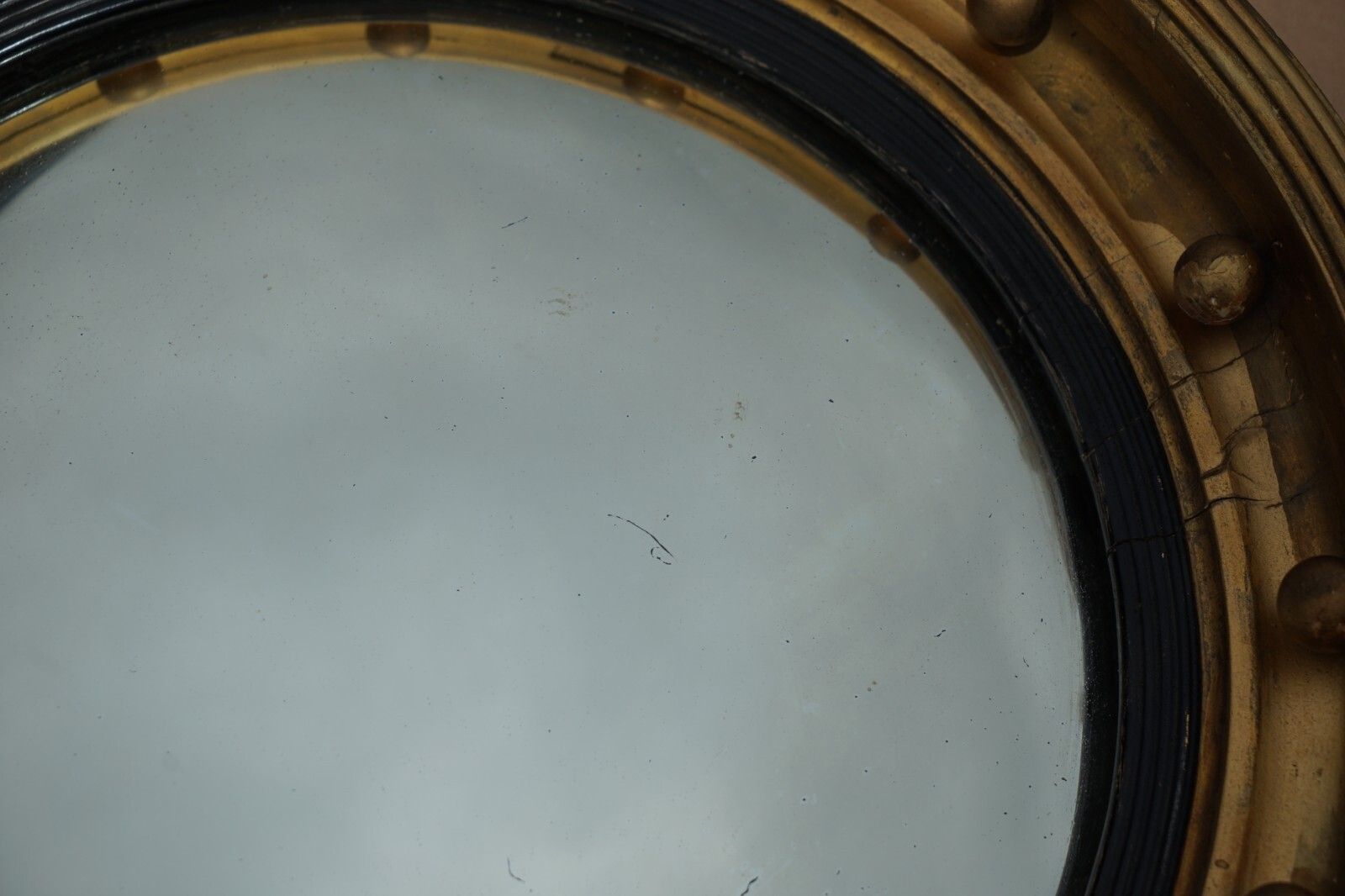 photo for sale Antique Regency Cir 1820 Alban Vokins Gold Giltwood Convex Bullseye Eagle Mirror