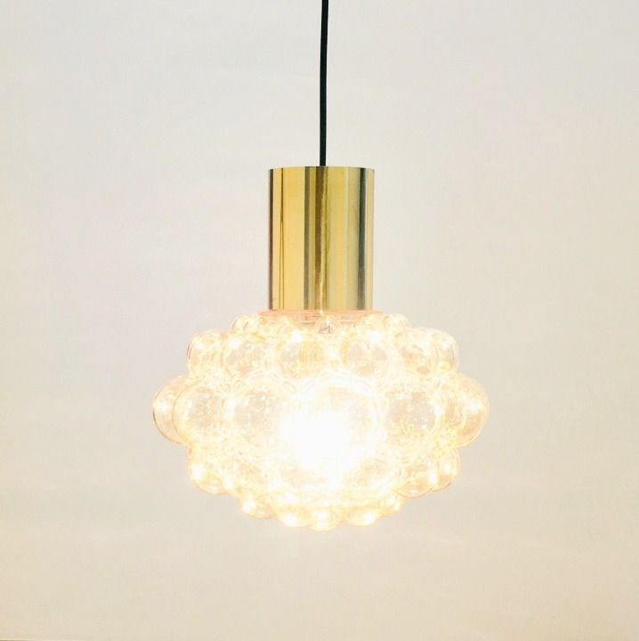 Large Mid Century Amber Bubble Glass Ceiling Light By Helena Tynell For Limburg, Germany, 1960s photo Lighting