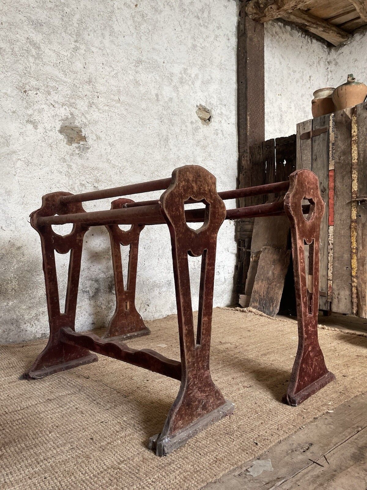 Antique 19th C. French Saddle Rack. Freestanding Large Towel Clothes Rail . photo for sale