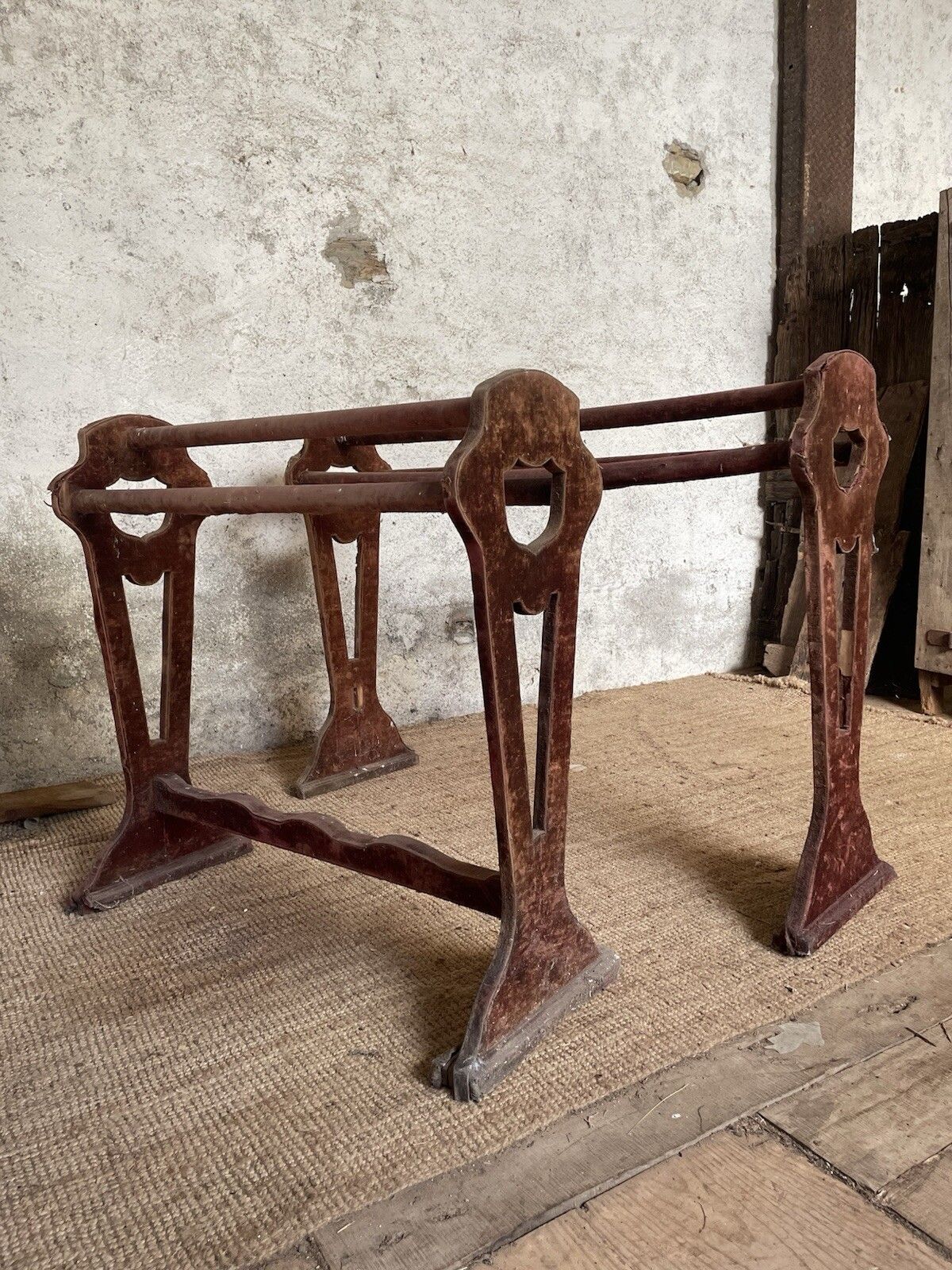 Antique 19th C. French Saddle Rack. Freestanding Large Towel Clothes Rail . photo Furniture