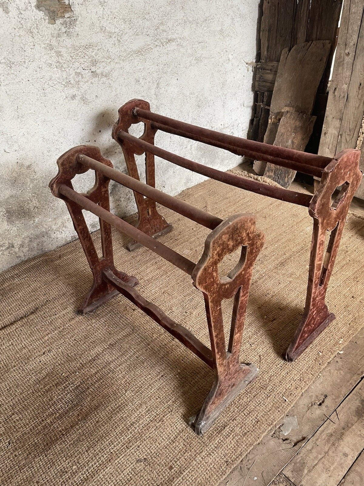 Furniture Antique 19th C. French Saddle Rack. Freestanding Large Towel Clothes Rail . photo