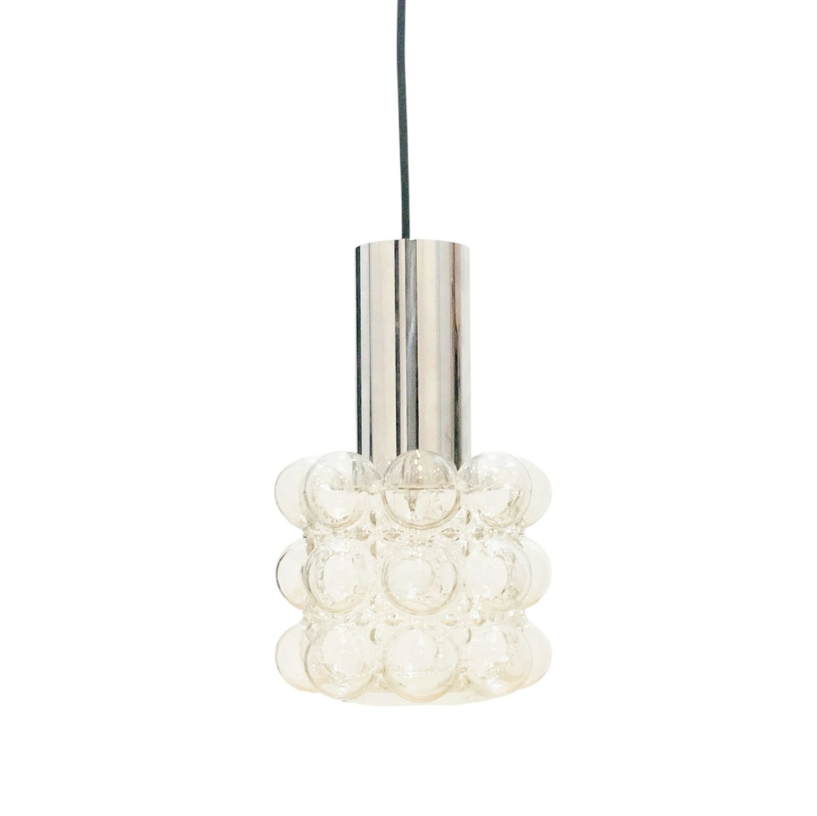 Mid Century Bubble Glass & Chrome Plafondlamp Van Helena Tynell Voor Limburg, Duitsland, Jaren 1960