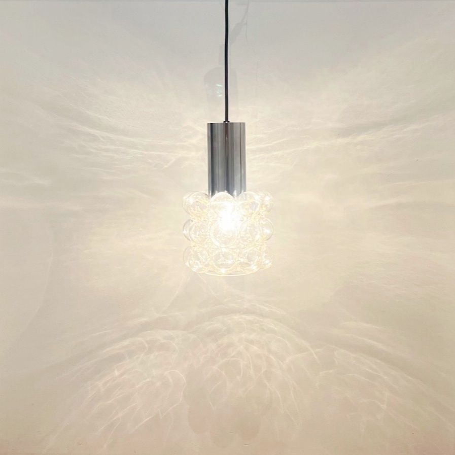 Mid Century Bubble Glass & Chrome Plafondlamp Van Helena Tynell Voor Limburg, Duitsland, Jaren 1960 photo vinterior
