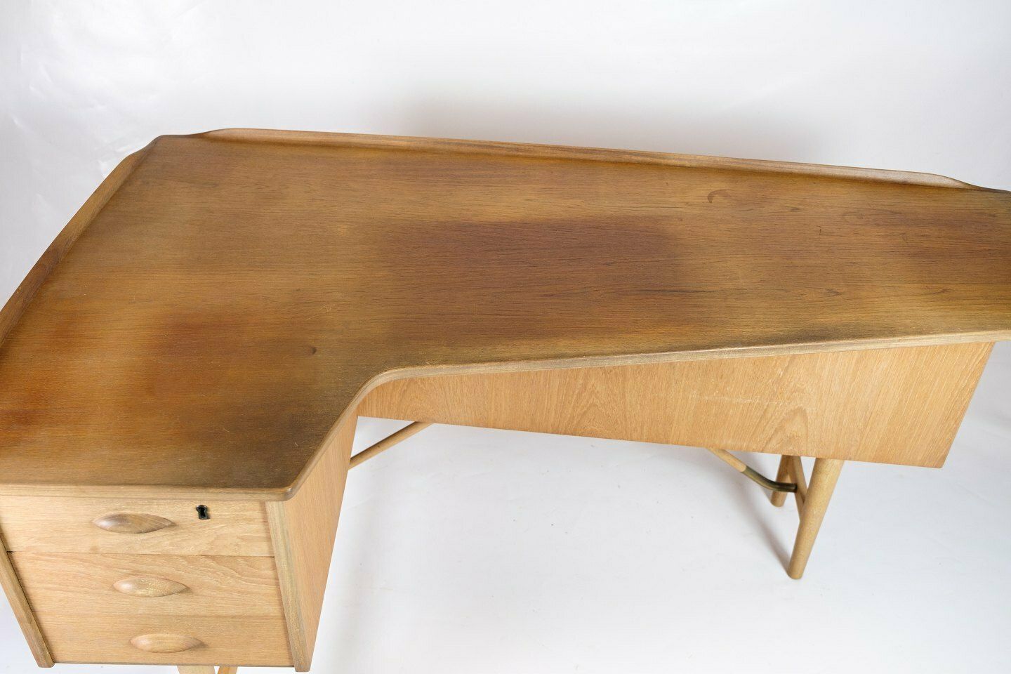 Boomerang Desk In Teak & Brass By Peter Løvig Nielsen For Hedensted Furniture Factory From 1960s photo 3235.0