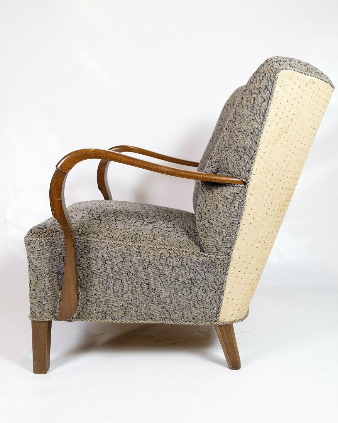 Set Of 2 Armchairs In Polished Dark Wood & Upholstered In Floral Fabric, Danish Design From 1960s photo buy