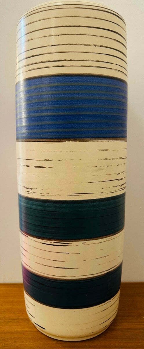 Large 1970s German Scheurich Keramik "Fat Lava" Striped Vase 553 52 photo Home Decor