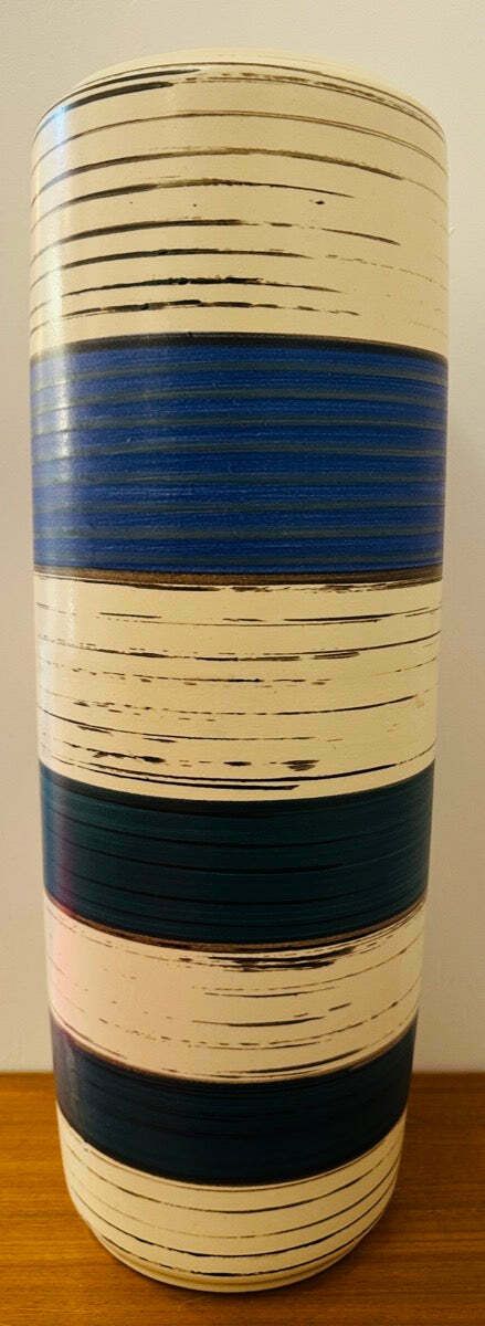 Large 1970s German Scheurich Keramik "Fat Lava" Striped Vase 553 52 photo vinterior