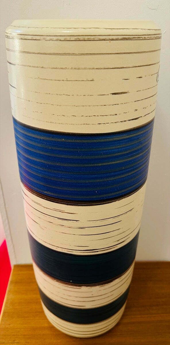 Large 1970s German Scheurich Keramik "Fat Lava" Striped Vase 553 52 photo vintage