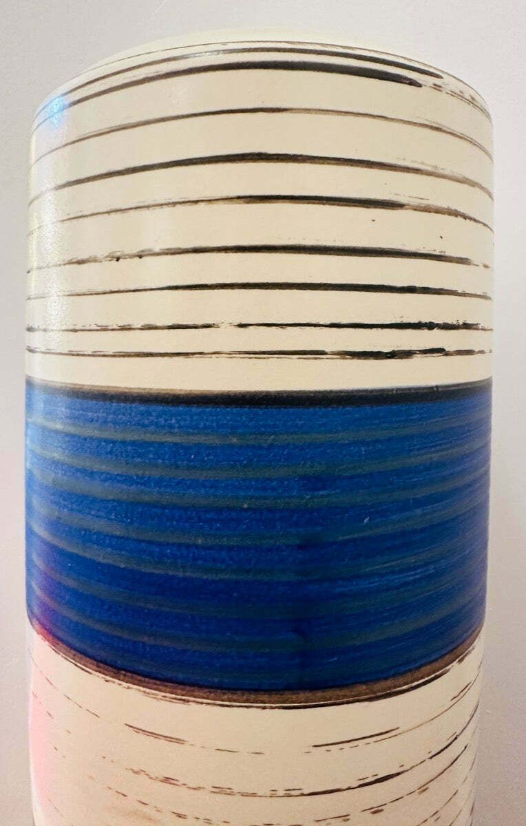 photo vinterior Large 1970s German Scheurich Keramik "Fat Lava" Striped Vase 553 52