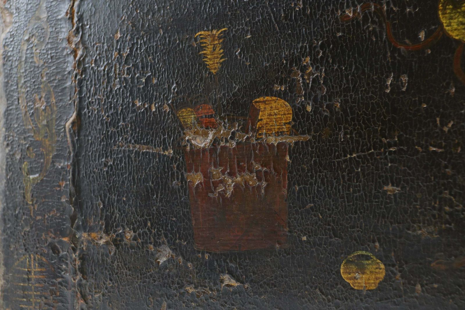 Furniture 18th Century Chinese Hand Painted Elm Wardrobe photo