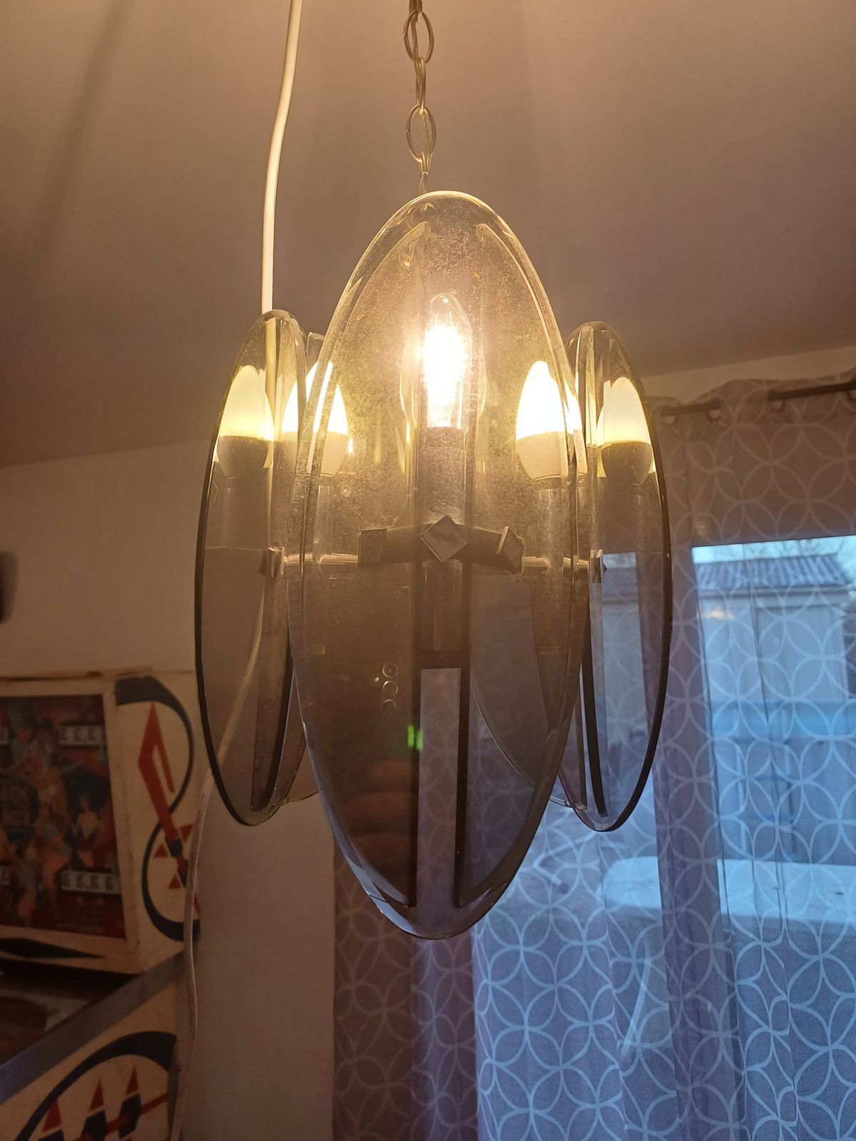 Vintage Chandelier By Fontana Arte, Chrome And Smoked Glass
