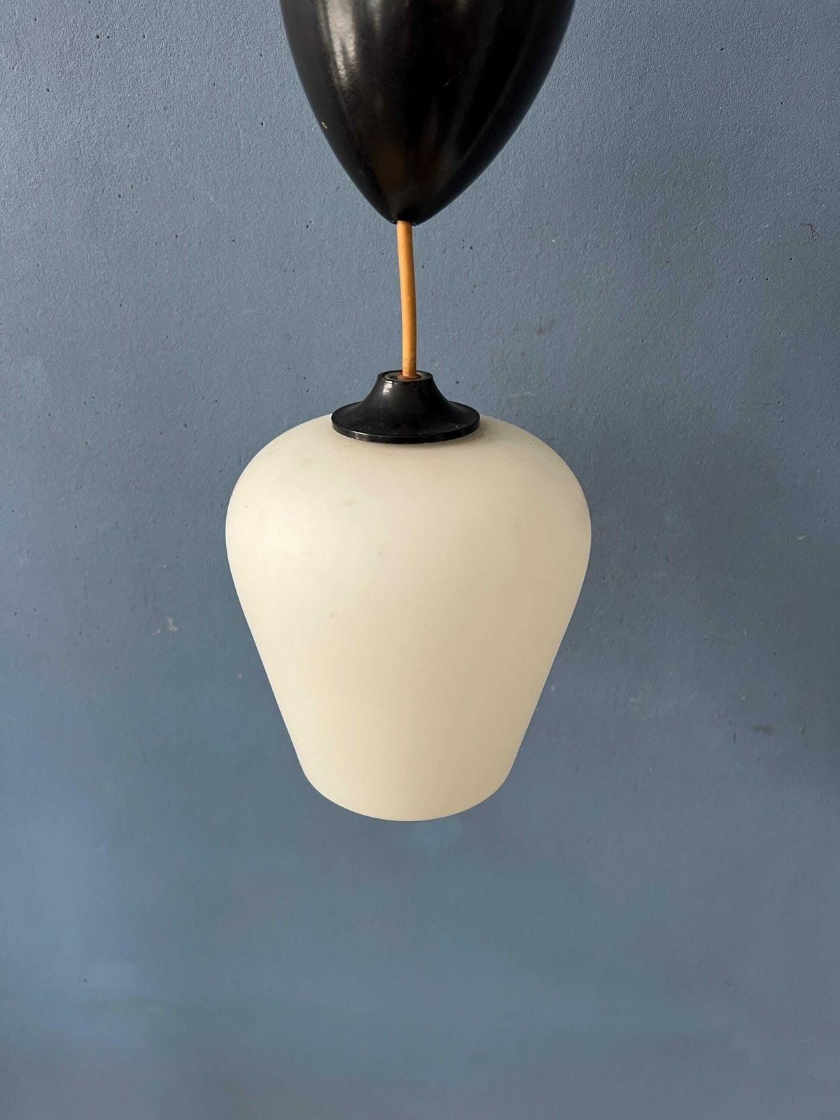 Small Reversed Tulip Mid Century Opaline Glass Hanging Lamp photo 164.0
