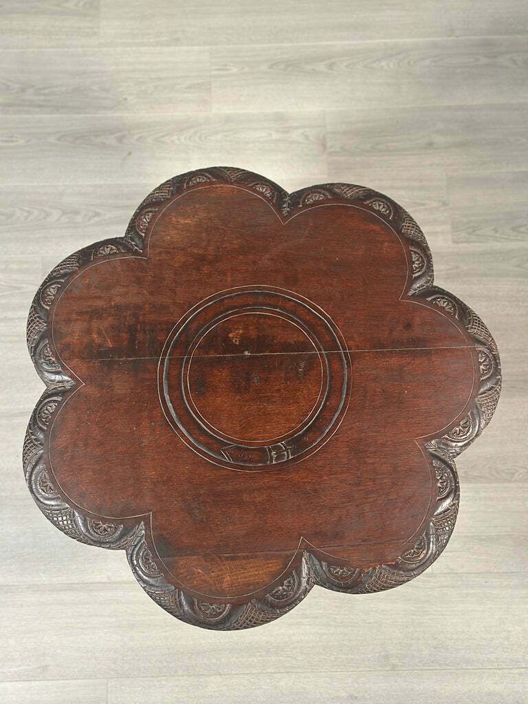 Carved Oak Antique Occasional Table By Walter Carter Harrod’s photo vintage