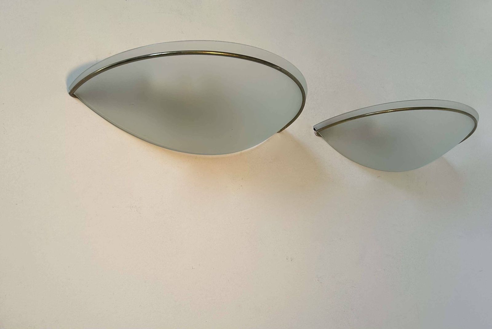 Pair Of Vintage Wall Lights, Brass And Sandblasted Glass, Italy 1970 photo furniture