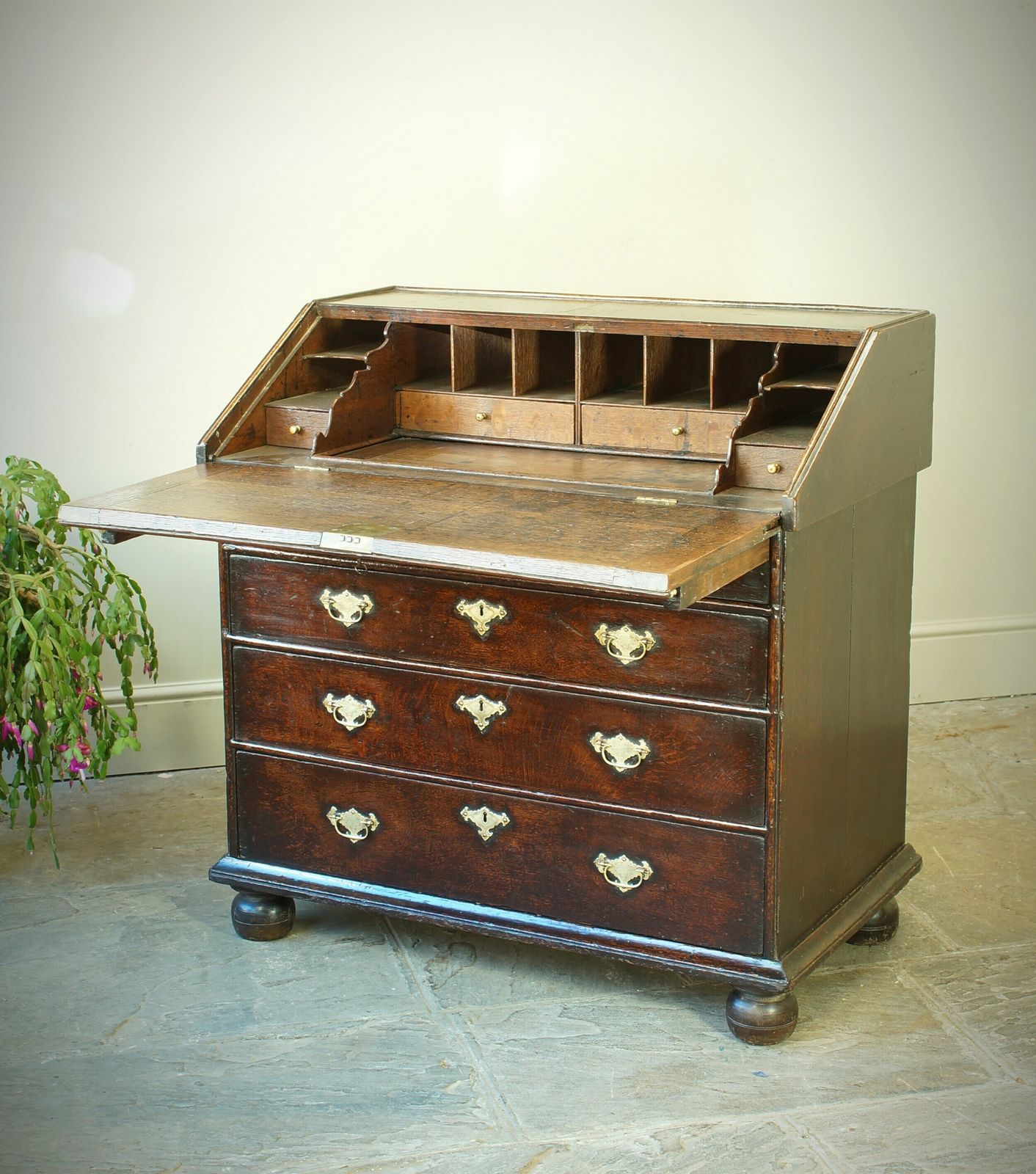 Rare William And Mary Oak Parquetry Bureau photo Furniture
