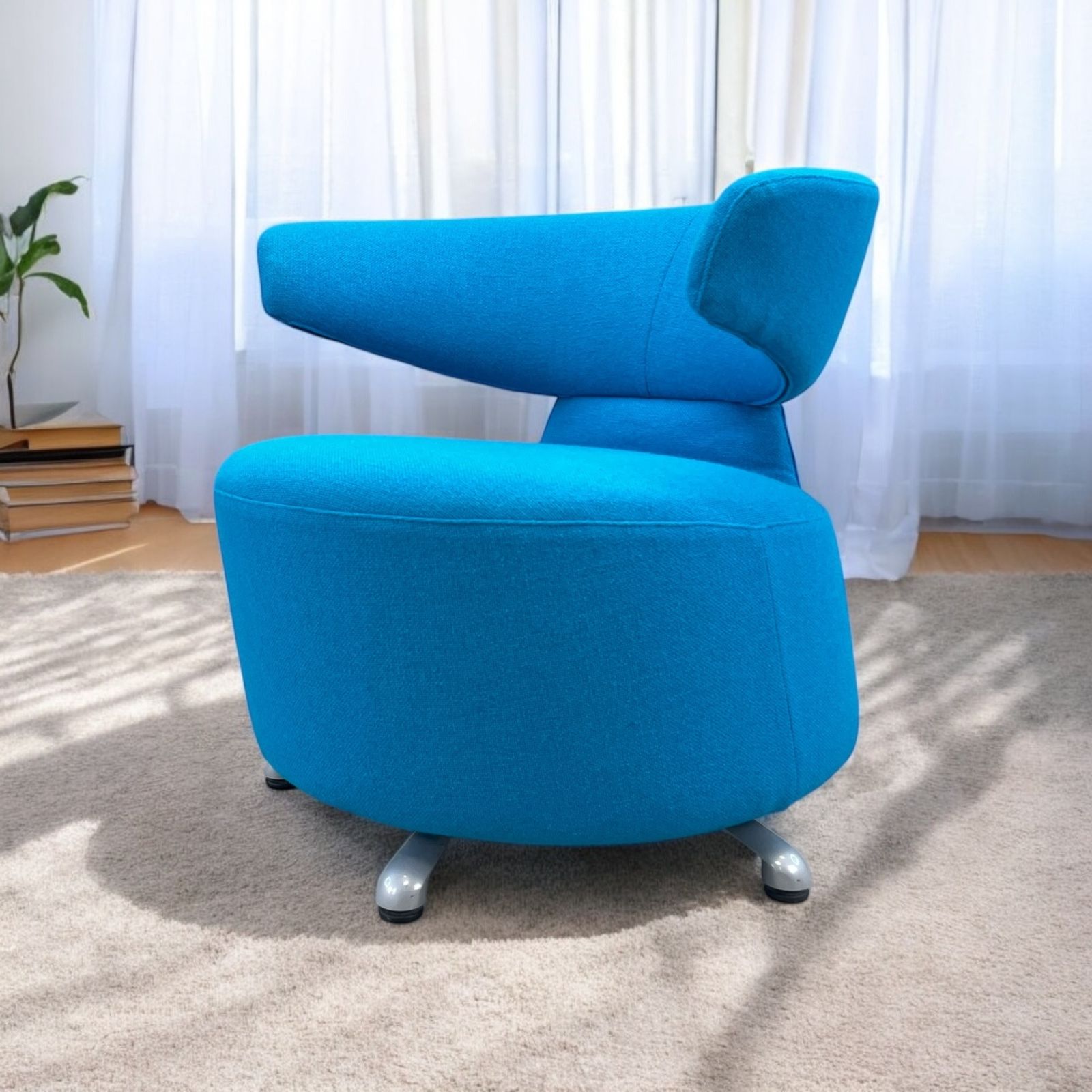 Cassina Biki Swivel Armchair Blue By Toshiyuki Kita