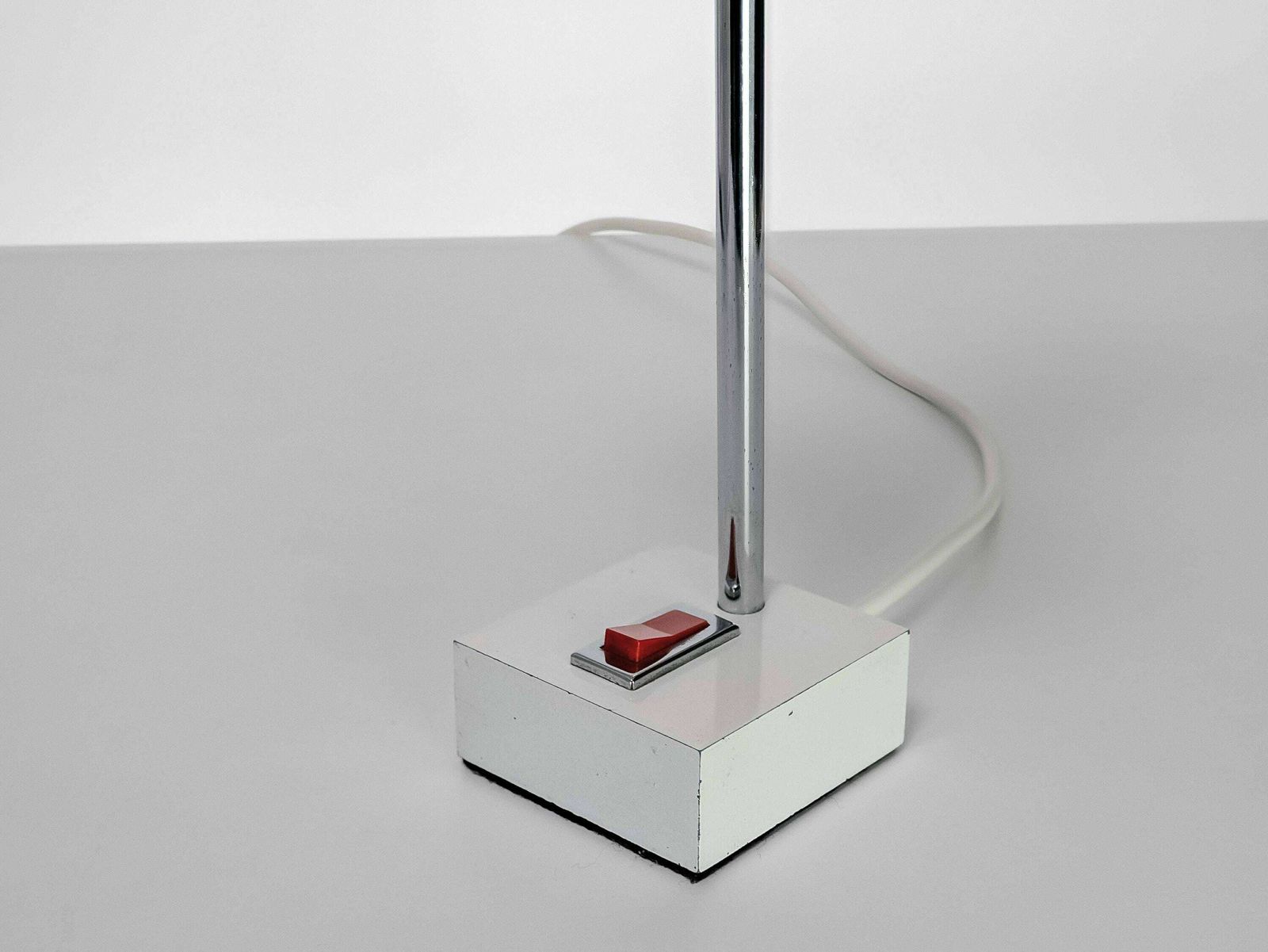 White & Chrome Vintage Mid Century Lamp With Red Details, Height Adjustable, 1960's: Stylish Illumination For Home Decor photo buy