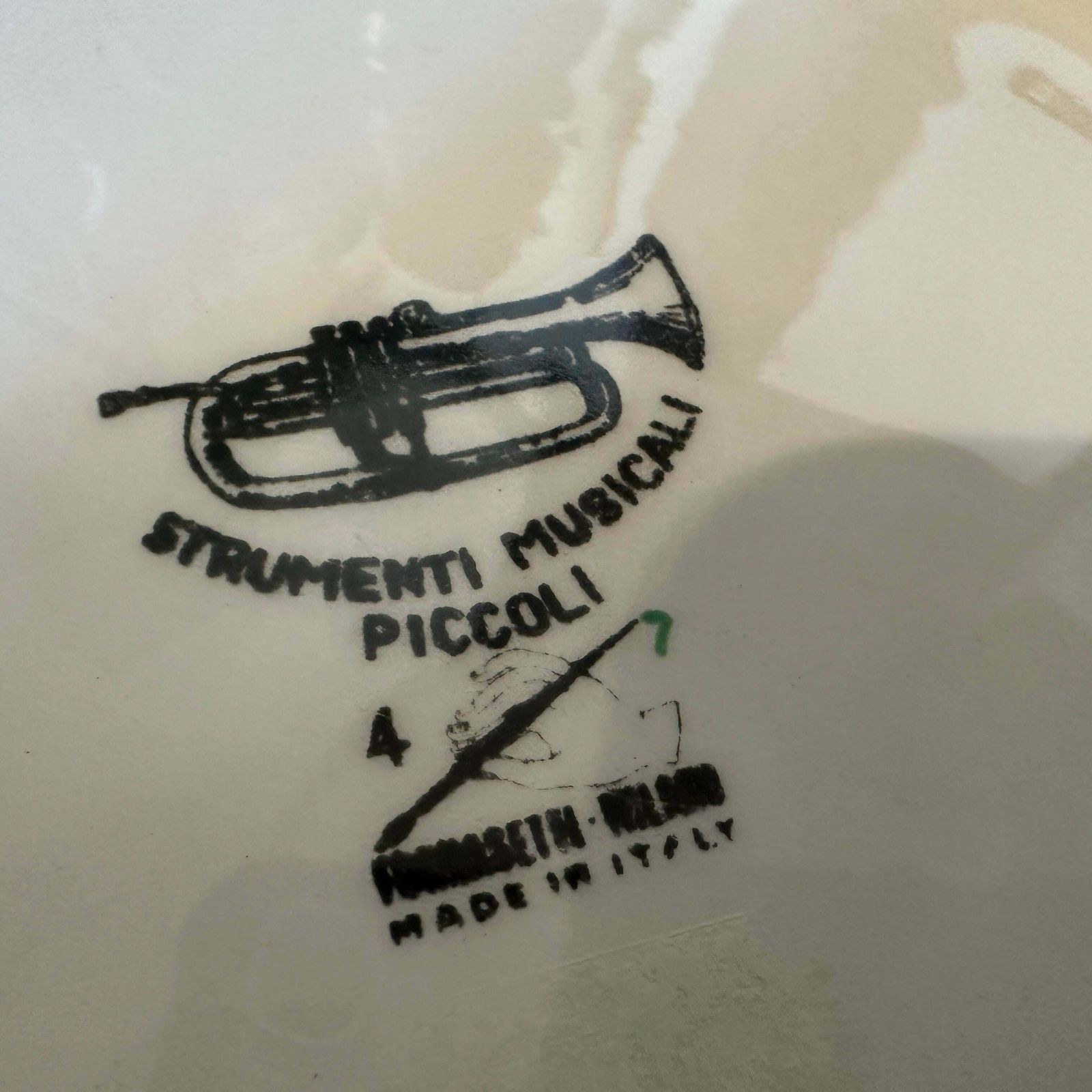 photo for sale Two 1960s Mid Century Modern Musical Instruments Plates By Piero Fornasetti
