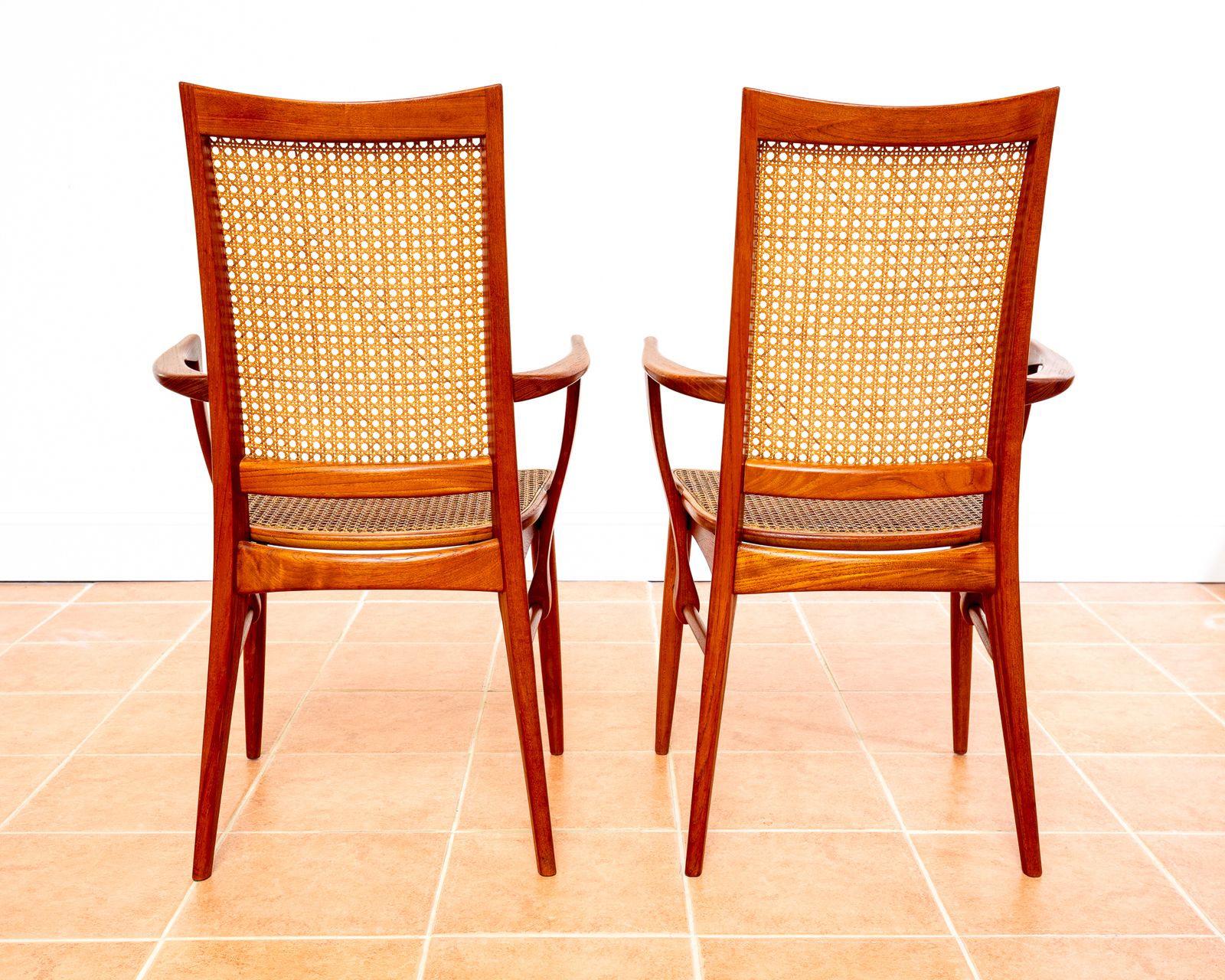 photo buy Mid Century Danish Dining Chairs By Niels Koefoeds Set Of 4 1960s Teak Two Tone Lis Hornslet Rattan Cane Scandinavian Nordic Japandi Mcm