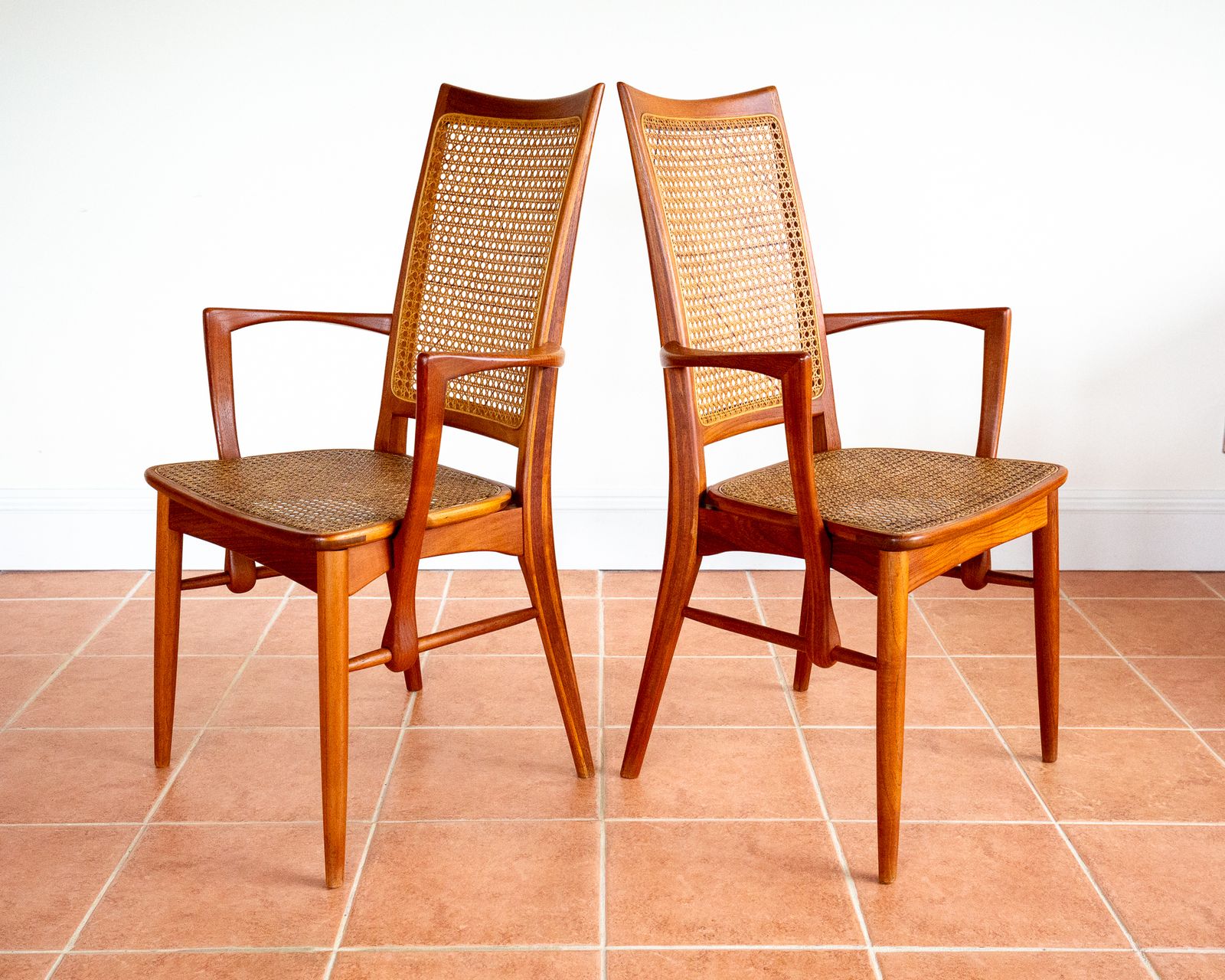 Mid Century Danish Dining Chairs By Niels Koefoeds Set Of 4 1960s Teak Two Tone Lis Hornslet Rattan Cane Scandinavian Nordic Japandi Mcm photo 3950.0