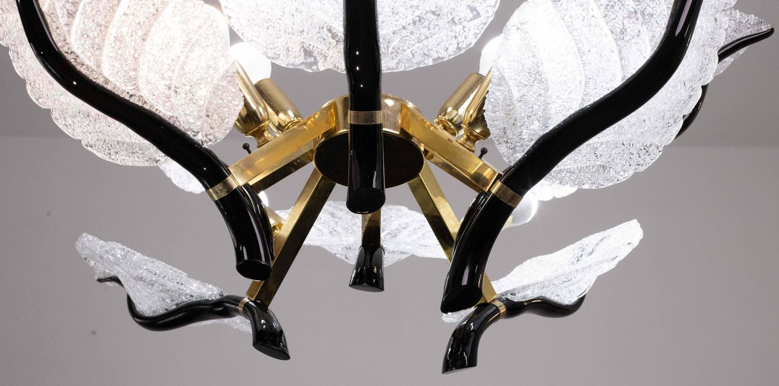 photo vinterior Large Size Elegant Chandelier Franco Luce For Seguso, Murano Glass, 1970s