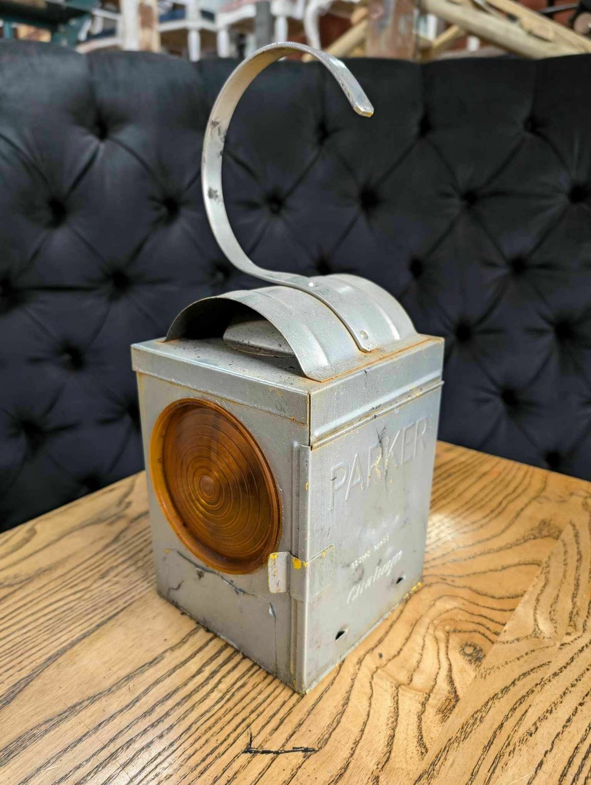 Pair Of Chalwyn Parker Steel Paraffin Road Lamps (Orange Filters) photo furniture