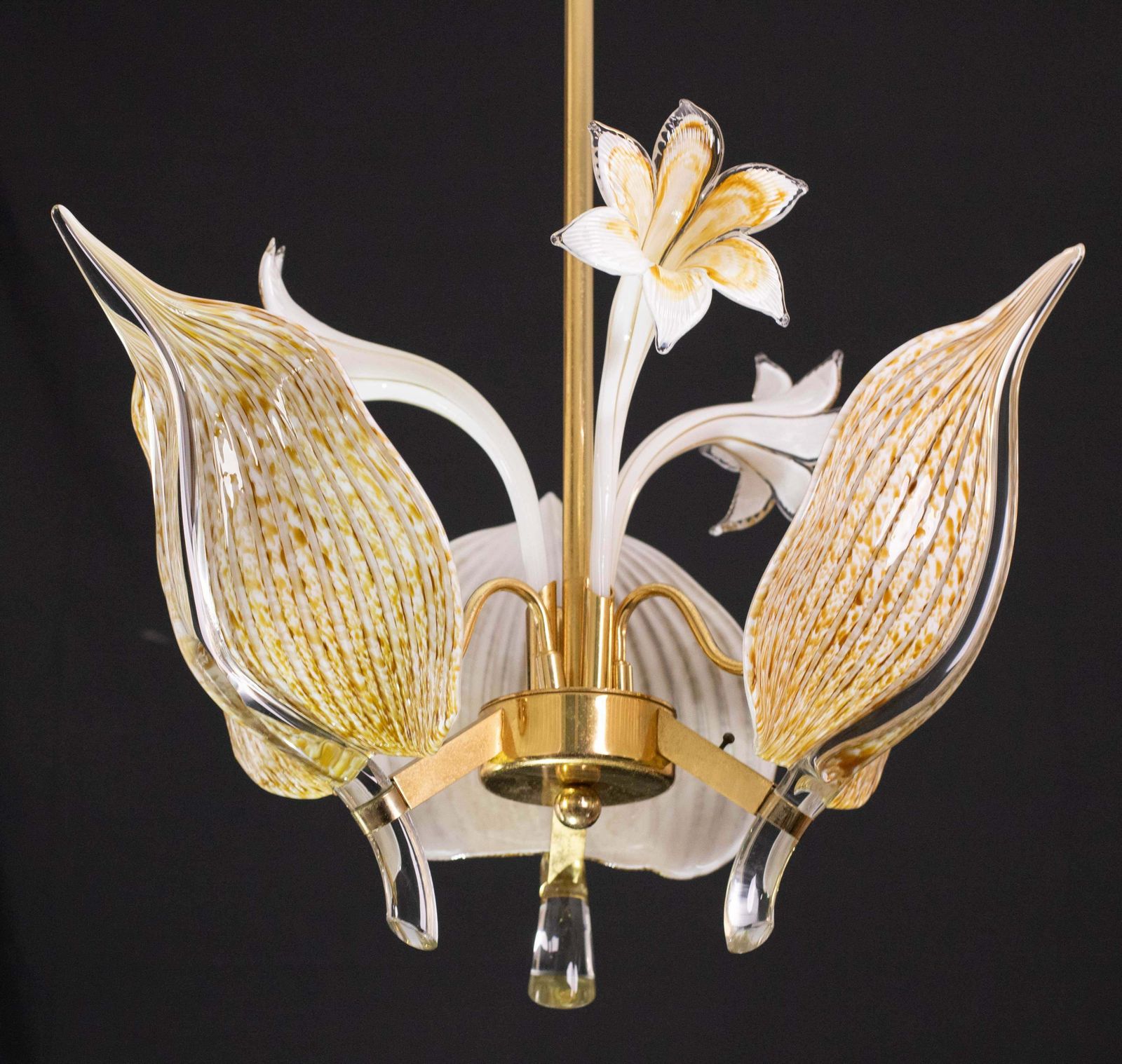 photo vintage Elegant Gold Chandelier Franco Luce For Seguso, Murano Glass, 1970s