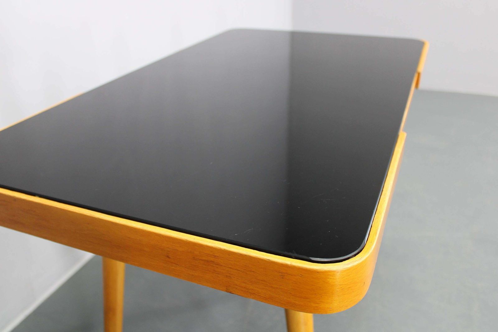 1960s Beech Coffee Table With Glass Top , Czechoslovakia photo buy