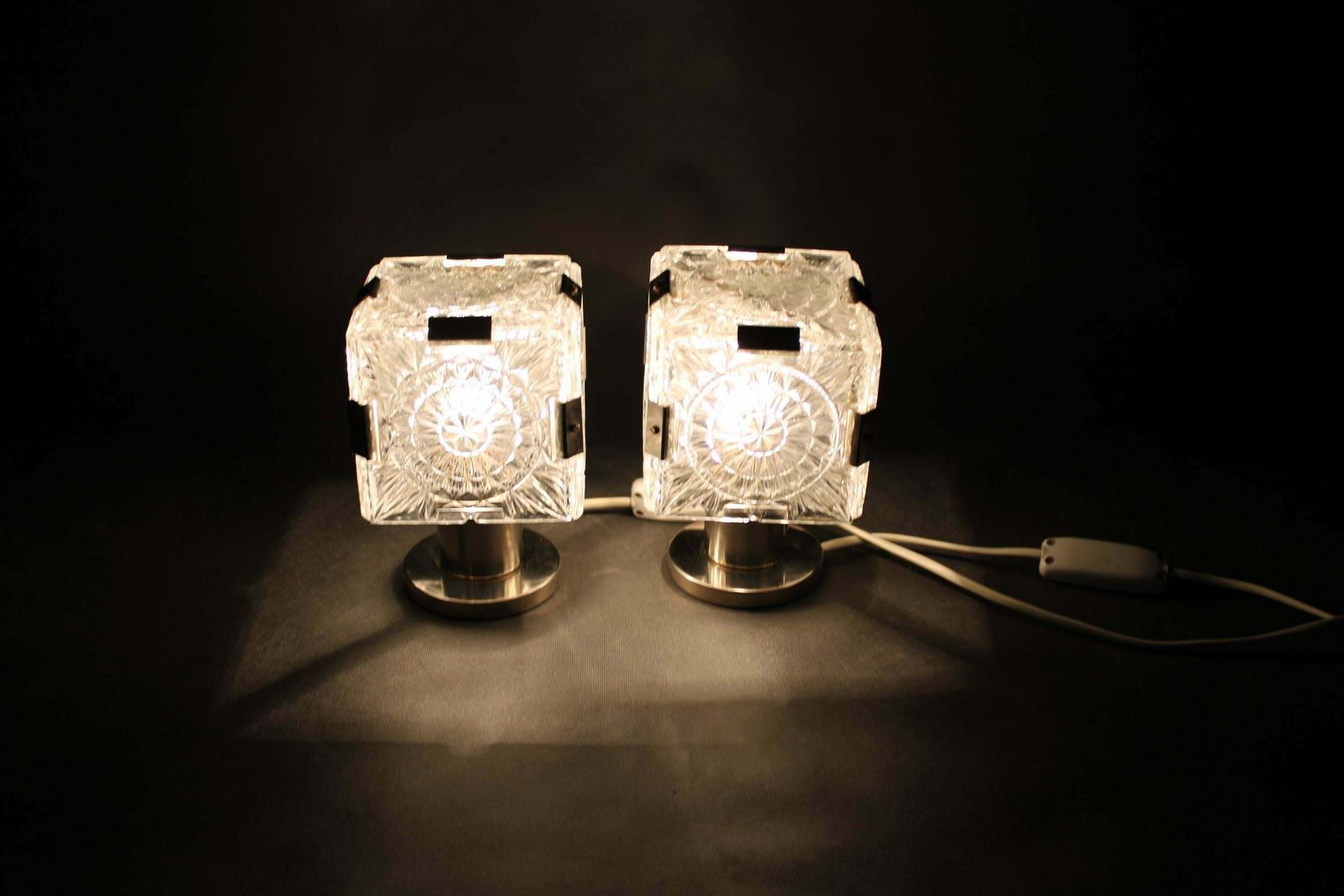 Lighting 1970s Pair Of Glass Table Lamps By Kamenicky Senov, Czechoslovakia photo