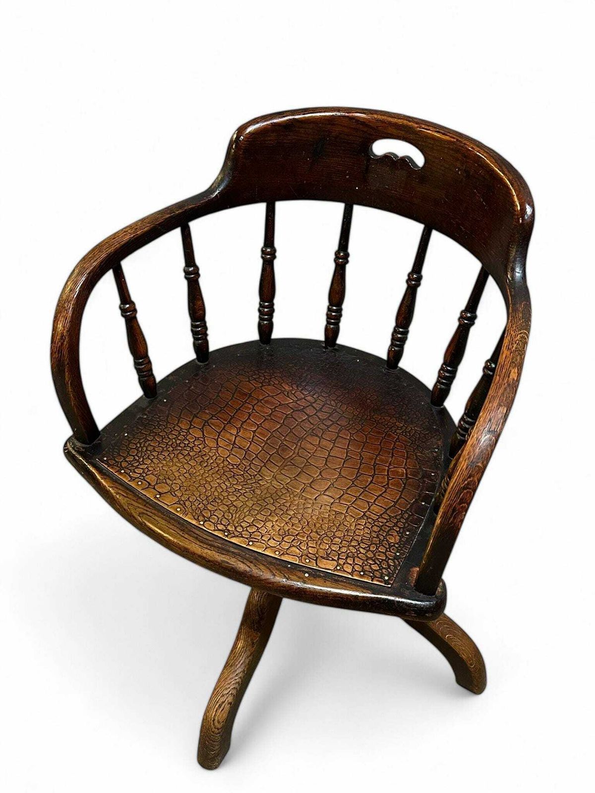 Antique Edwardian Oak Desk Chair C1910 photo vintage