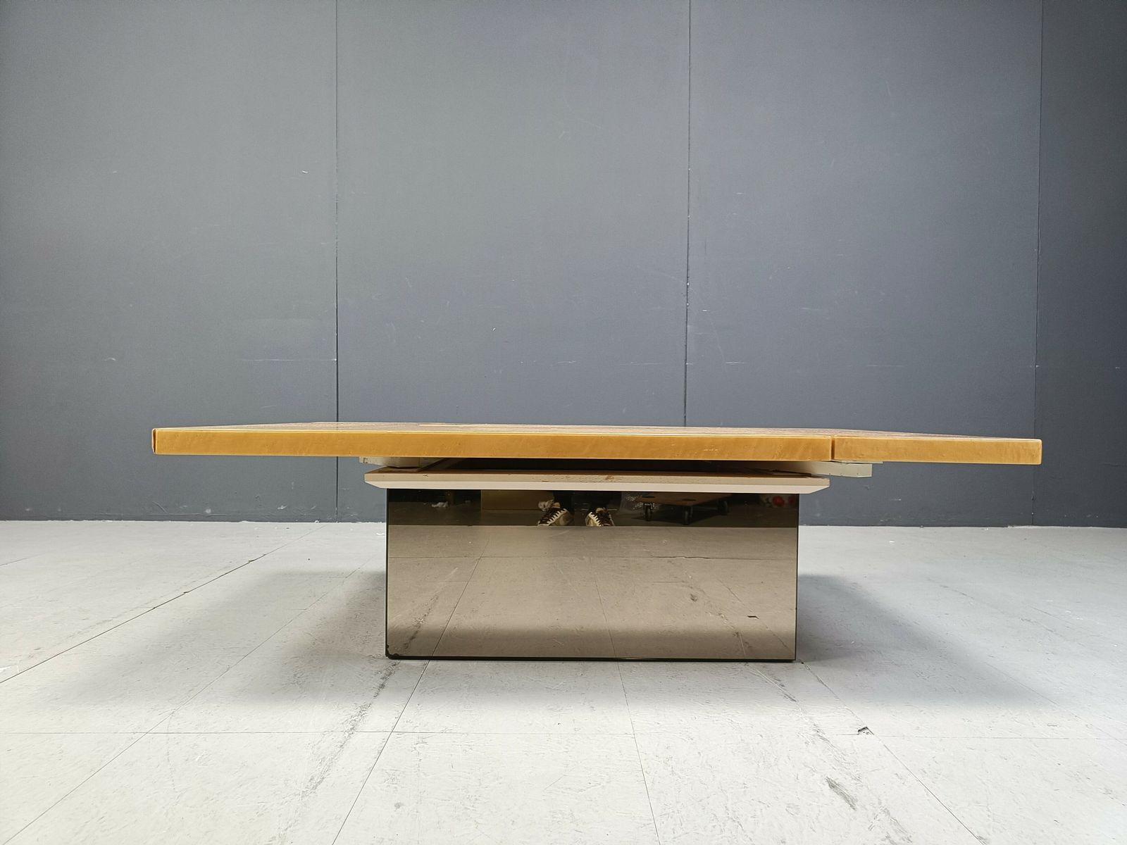 Vintage Ash Wood Hidden Bar Coffee Table By Paul Michel, 1970s photo for sale