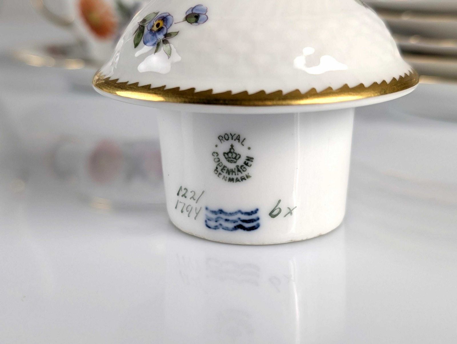 Royal Copenhagen Coffee/Tea Set With Hand Painted Saxony Flowers 1930s photo for sale