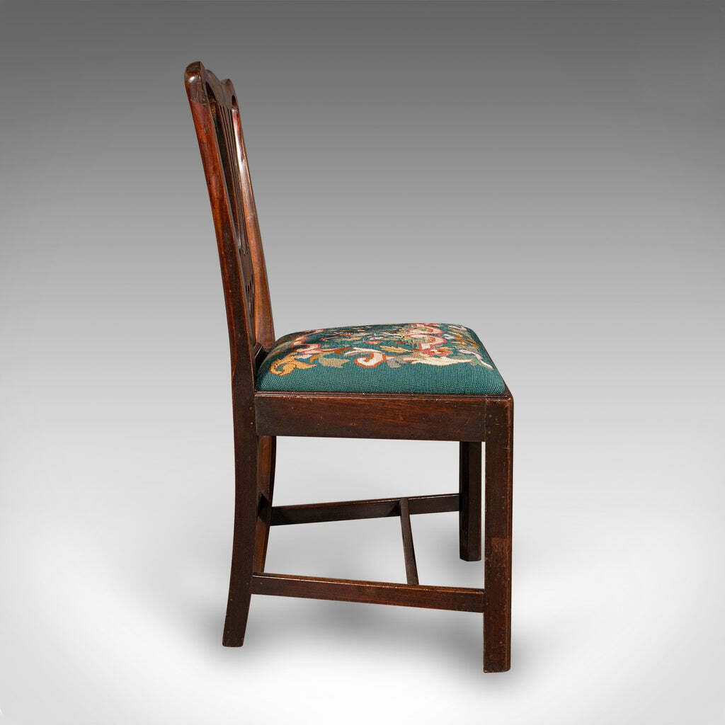 Antique Embroidered Side Chair, English, Hall, Morning Room, Georgian, C.1800 photo for sale