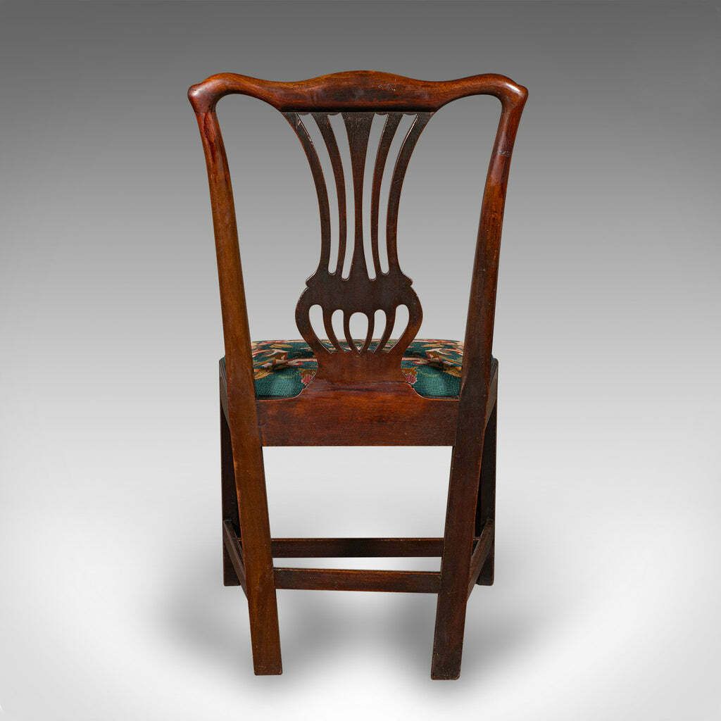 Antique Embroidered Side Chair, English, Hall, Morning Room, Georgian, C.1800 photo Furniture