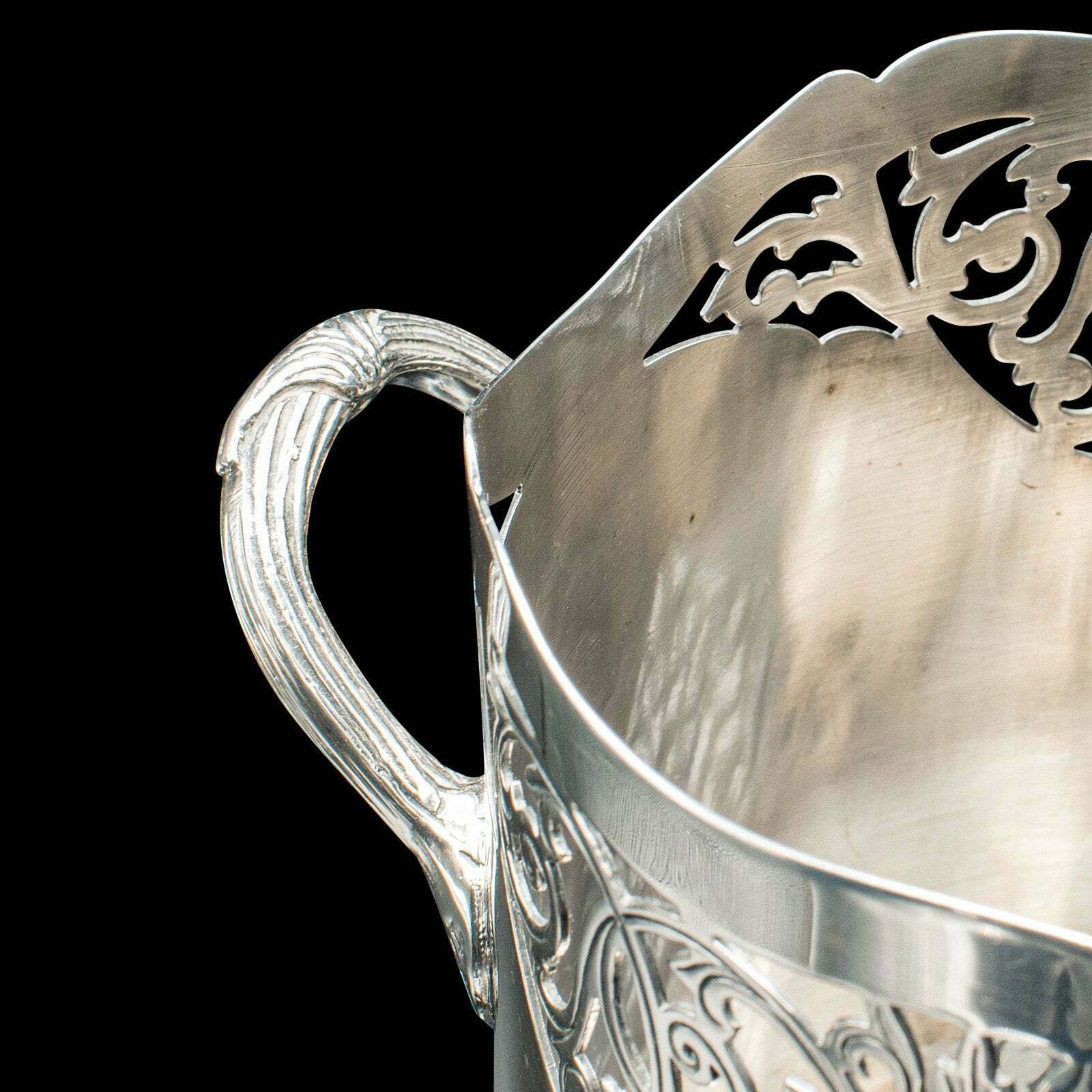 Home Decor Antique Bottle Cooler, English, Silver Plate, Champagne Magnum Bucket, C.1920 photo