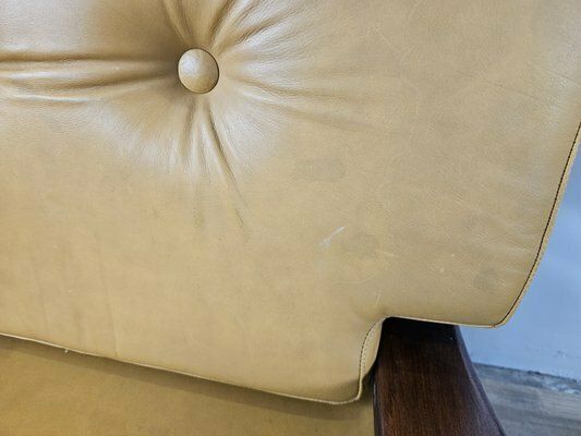 photo for sale Vintage Armchairs In Wood And Leather, 1980s, Set Of 2