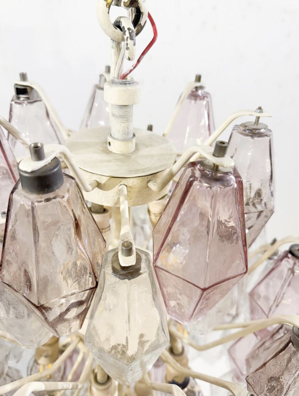 Mid Century Murano Glass Chandelier “Polyhedr” By Carlo Scarpa For Venini, Italy photo for sale