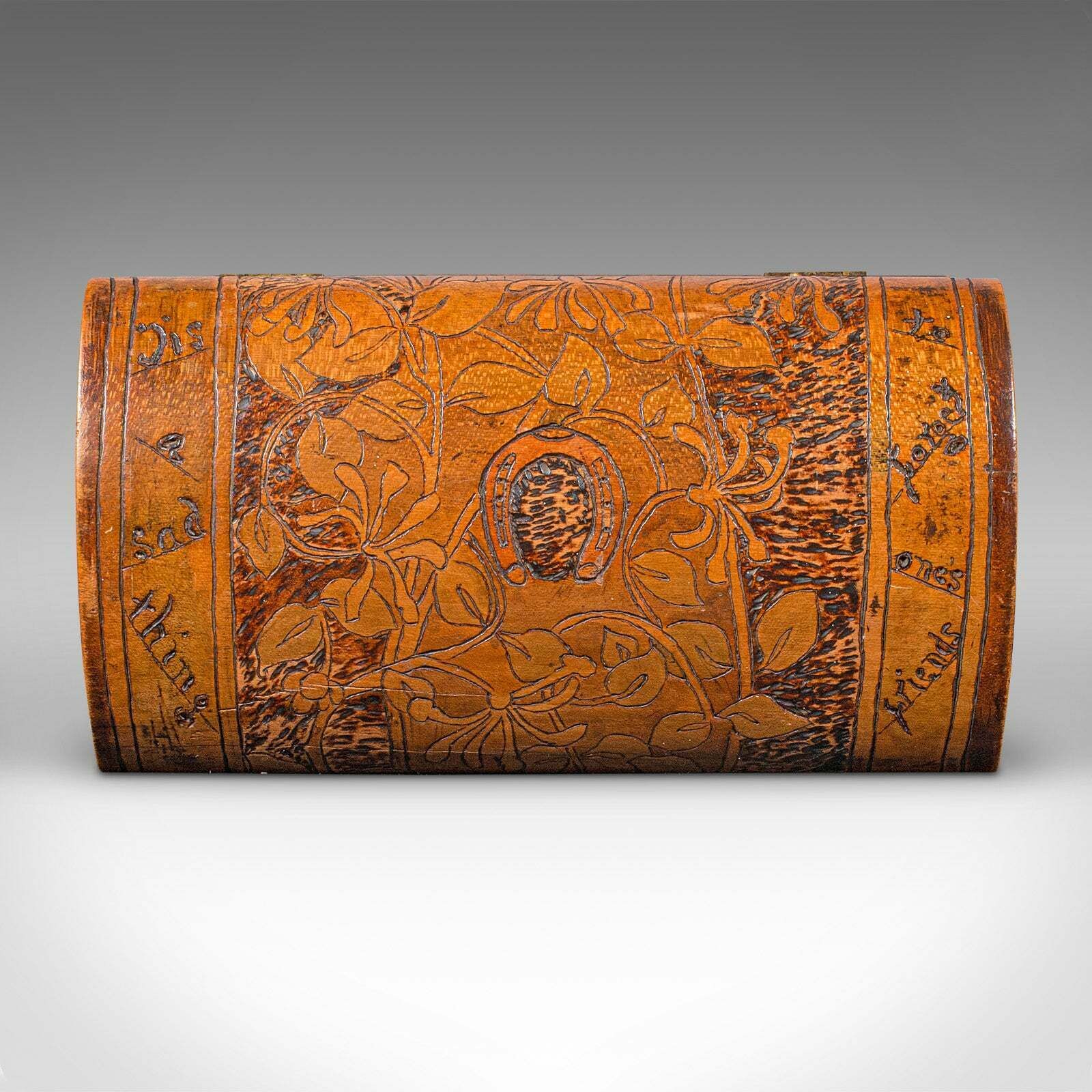 photo for sale Antique Pokerwork Stationery Box, English Desktop Tidy, Arts & Crafts, Victorian