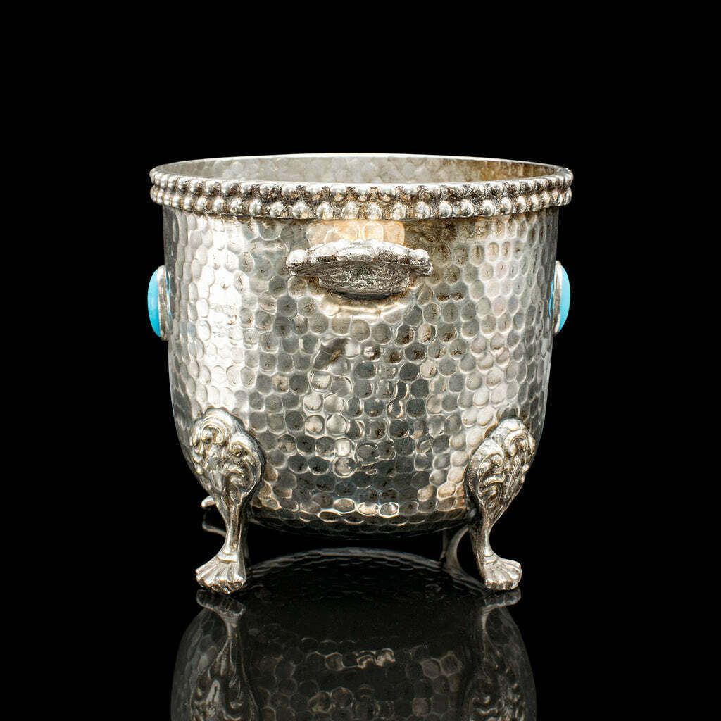 Antique Wine Bottle Cooler, German, Silver Plated, Champagne Magnum Bucket, 1920 photo 595.0