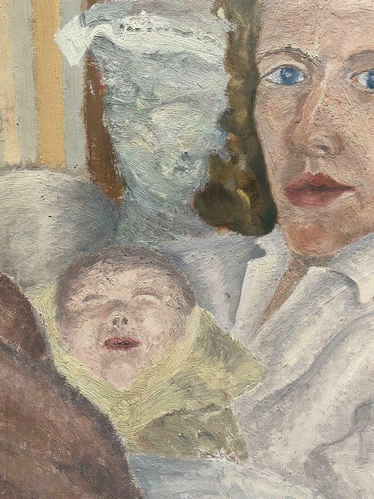 Genevieve Zondervan (1922 2013)genevieve Zondervan (1922 2013) French Oil Painting   Mother And Child Portraitc. 1990's photo furniture